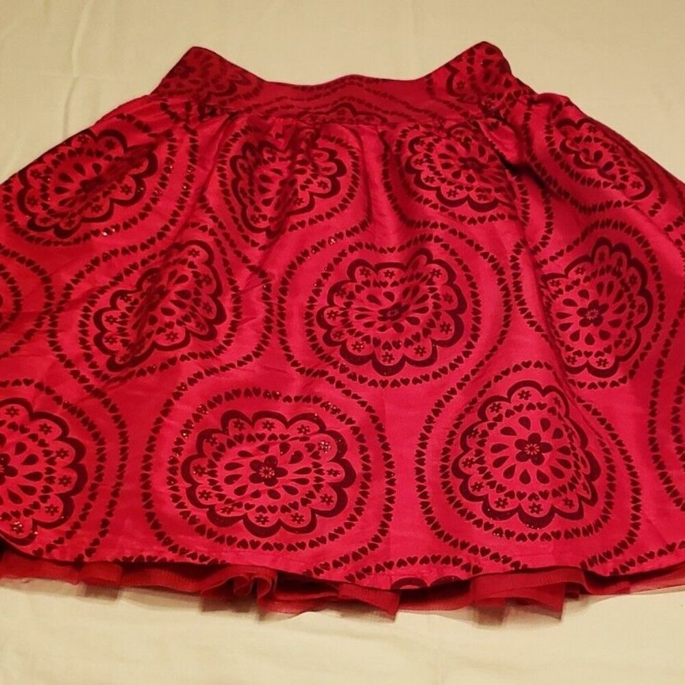 girls full skirt 12 red holiday dressy glitter EUC Christmas Childrens Place